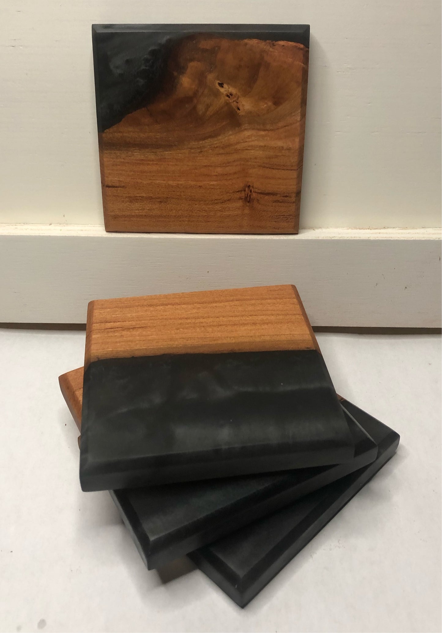 Set of 4 Cherry & Epoxy Coasters