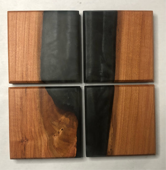 Set of 4 Cherry & Epoxy Coasters