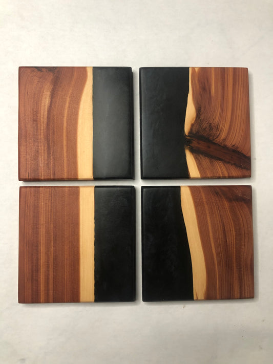 Set of 4 Cedar & Epoxy Coasters