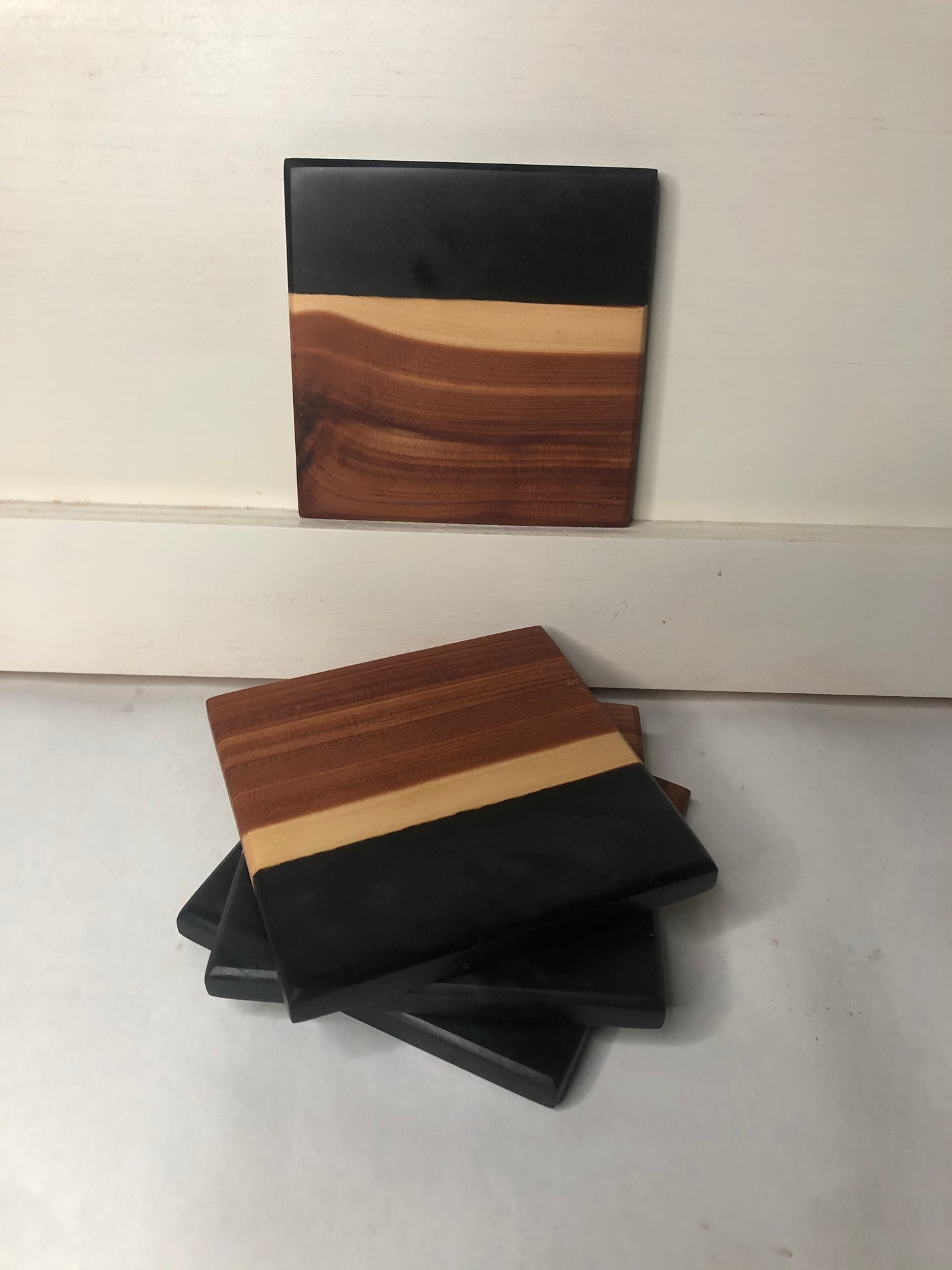 Set of 4 Cedar & Epoxy Coasters